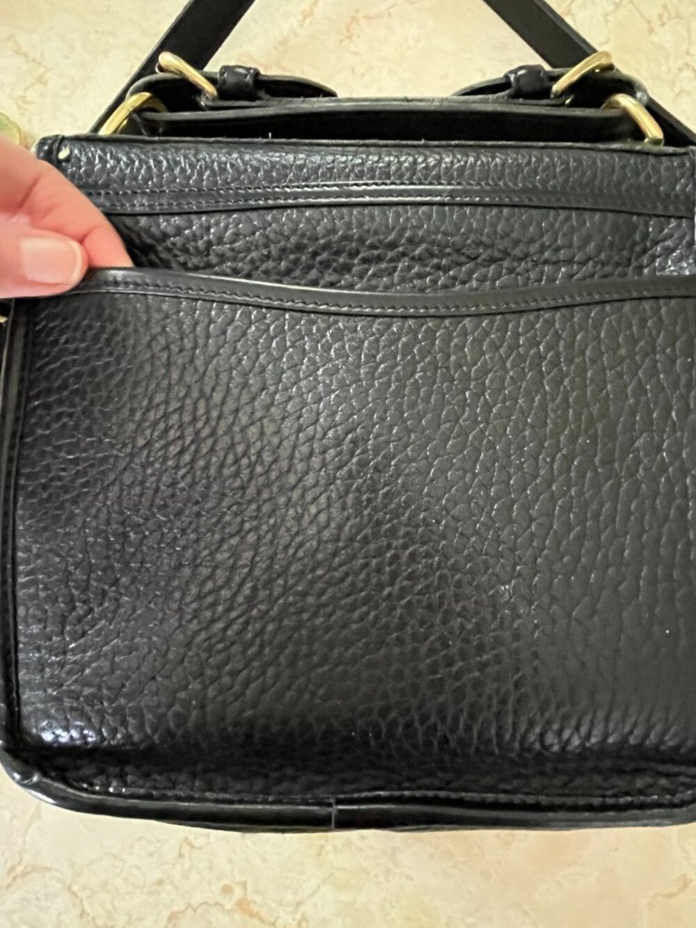 VTG Dooney & Bourke Top Handle Crossbody Black Pebbled Leather - Picture 6 of 10